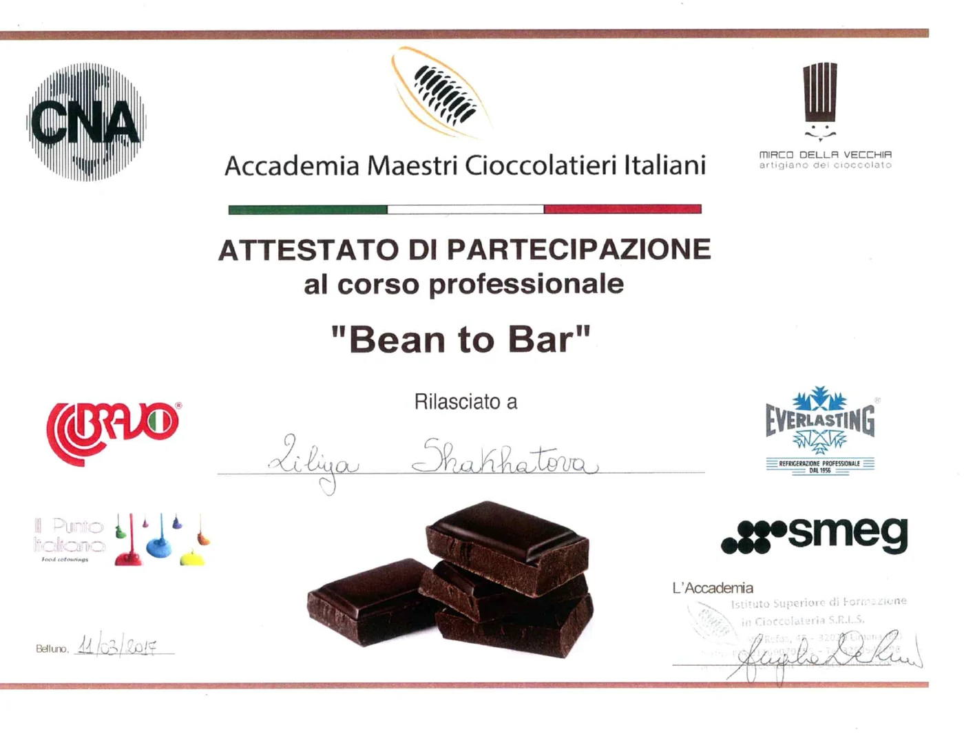 Preview of Bean to Bar certificate