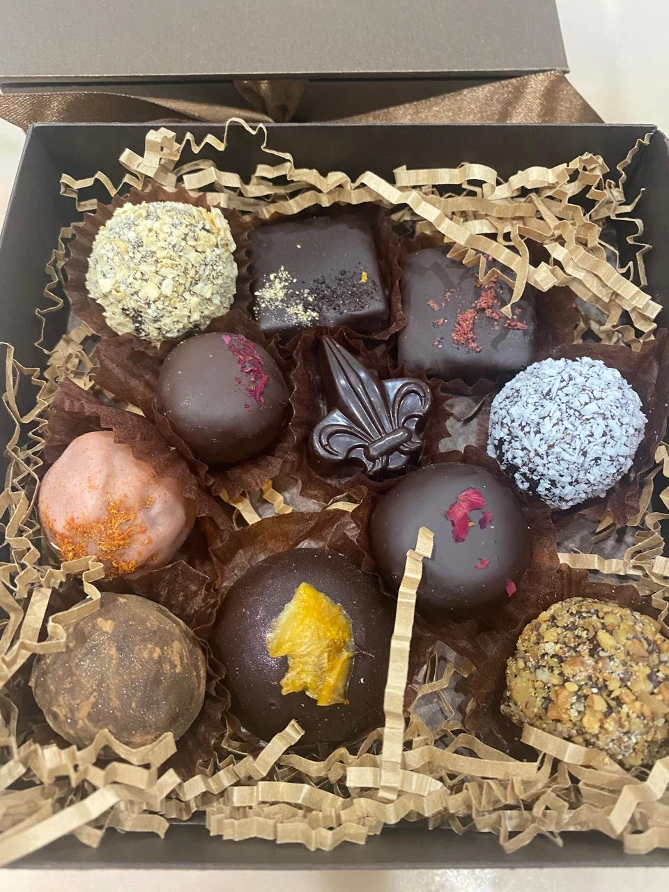 Gift box of handmade chocolate truffles